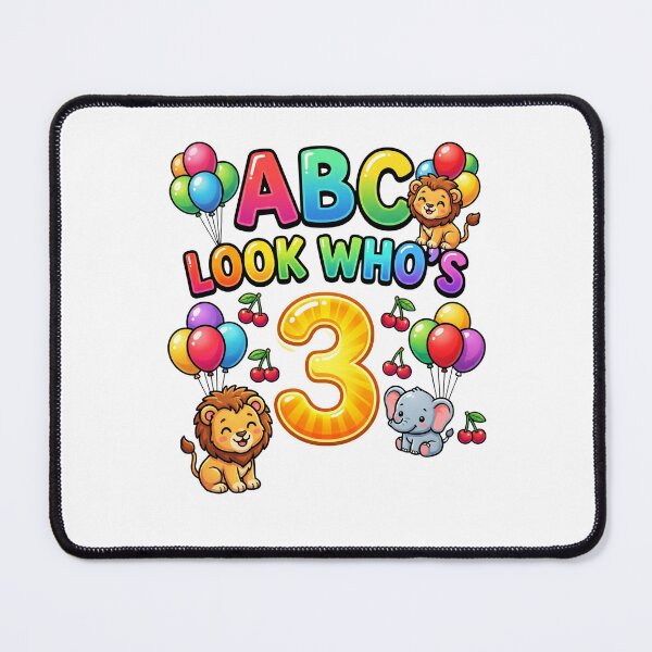 Item preview, look whos three abc birthday playful toddler art designed and sold by ArtDesignTp.