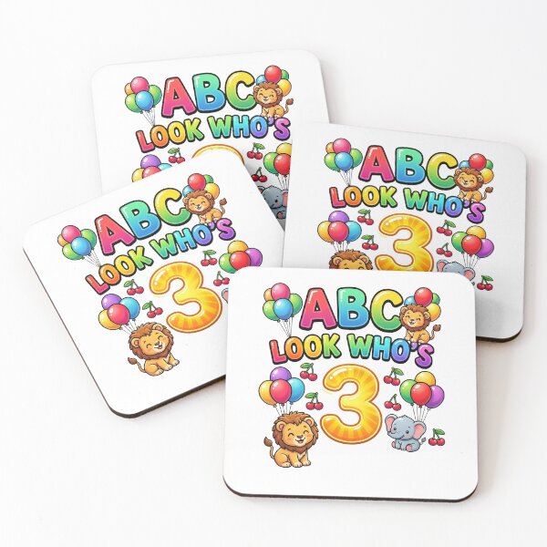 Item preview, look whos three abc birthday playful toddler art designed and sold by ArtDesignTp.