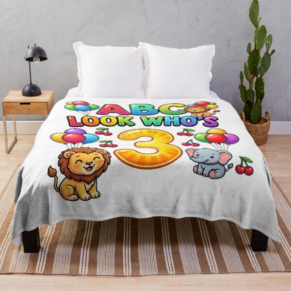 Item preview, look whos three abc birthday playful toddler art designed and sold by ArtDesignTp.