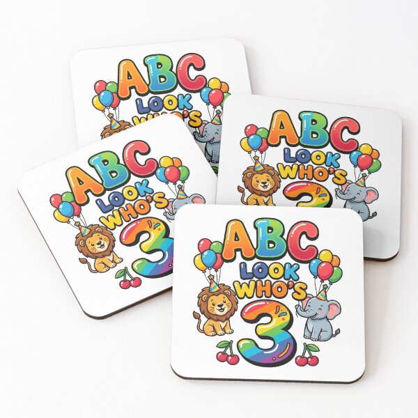 Item preview, abc birthday look whos 3 colorful kids design designed and sold by ArtDesignTp.