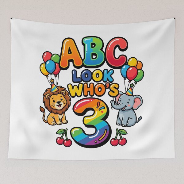 Item preview, abc birthday look whos 3 colorful kids design designed and sold by ArtDesignTp.