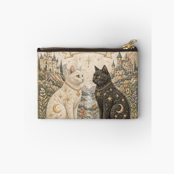 Item preview, Gemini Zodiac Cats | Medieval Faux Embroidery Animal Art designed and sold by doinitzart.