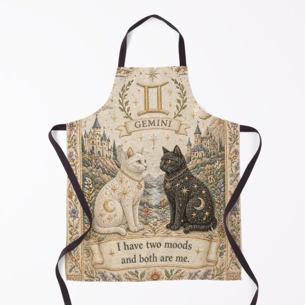 Item preview, Gemini Zodiac Cats | Medieval Faux Embroidery Animal Art designed and sold by doinitzart.