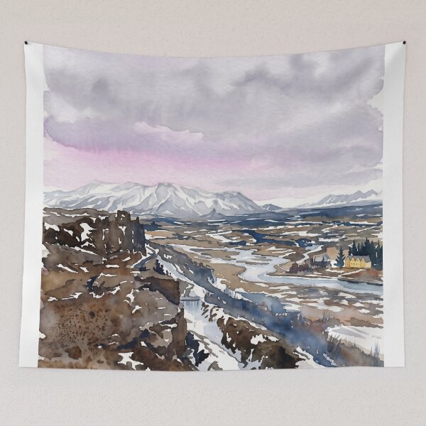 Item preview, Thingvellir National Park, Iceland — Watercolour Style Portrait designed and sold by InkAndLatitude.