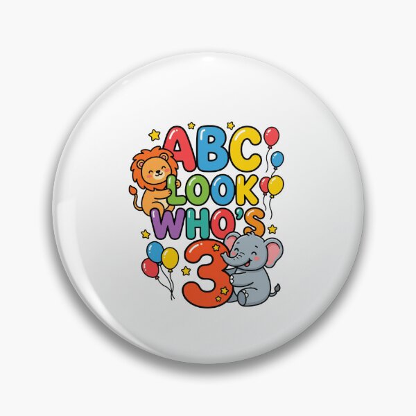 Item preview, cute alphabet look whos three birthday kids art designed and sold by ArtDesignTp.