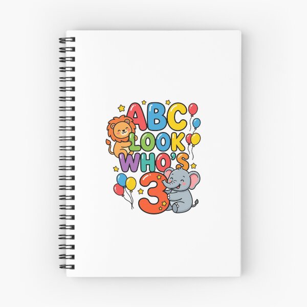 Item preview, cute alphabet look whos three birthday kids art designed and sold by ArtDesignTp.