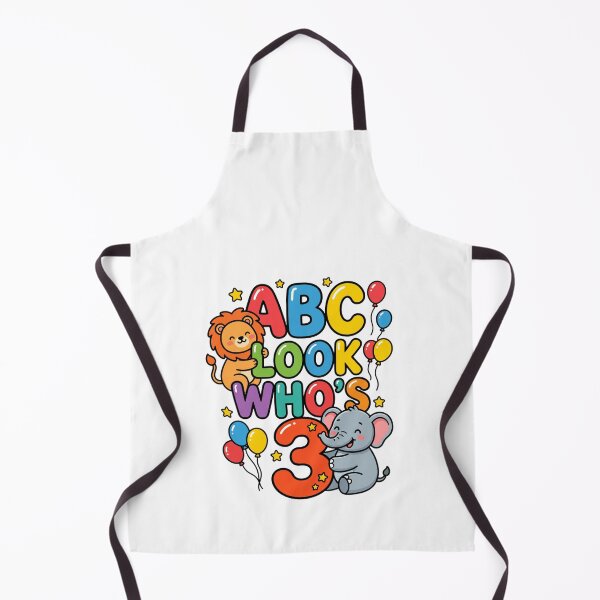 Item preview, cute alphabet look whos three birthday kids art designed and sold by ArtDesignTp.