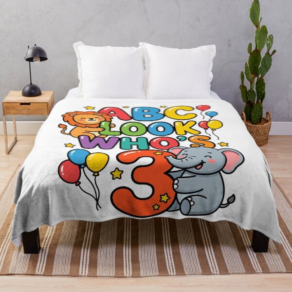Item preview, cute alphabet look whos three birthday kids art designed and sold by ArtDesignTp.