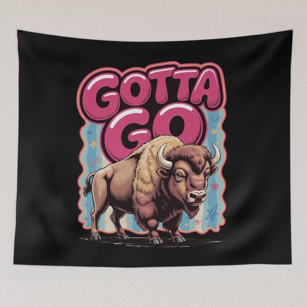 Item preview, Gotta Go Funny Bison Western Retro Animal Graphic Buffalo Lover Wild Humor Art Rodeo Summer Vibes designed and sold by NewaveBoutique.