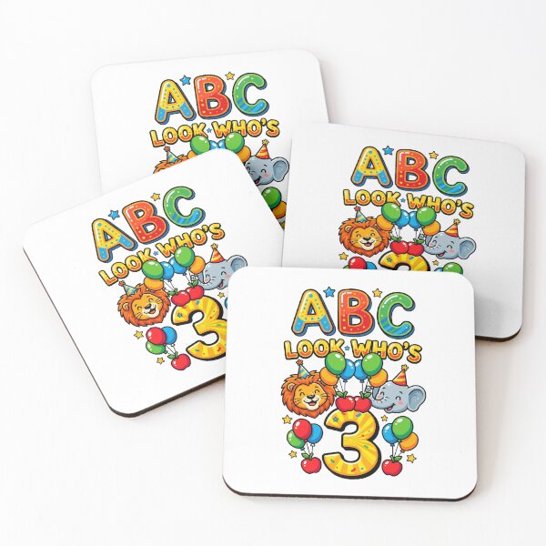 Item preview, colorful abc look whos 3 toddler birthday theme designed and sold by ArtDesignTp.