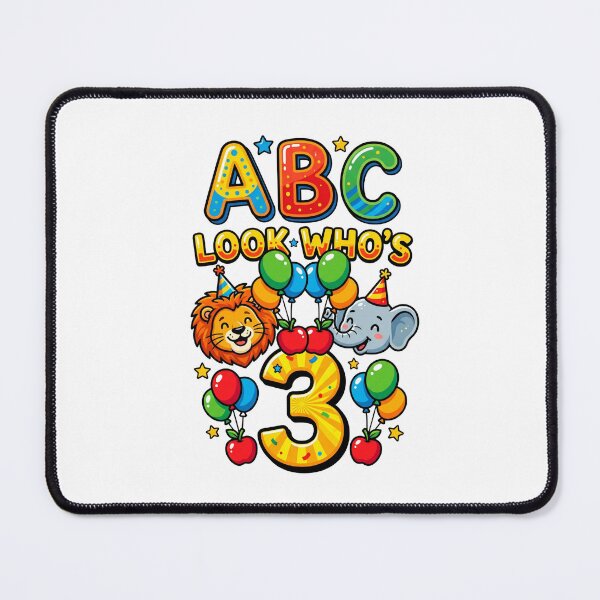 Item preview, colorful abc look whos 3 toddler birthday theme designed and sold by ArtDesignTp.