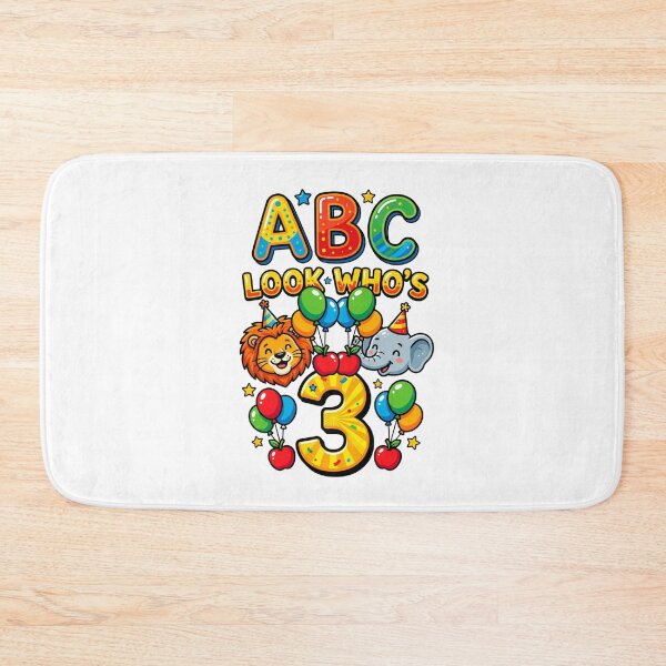 Item preview, colorful abc look whos 3 toddler birthday theme designed and sold by ArtDesignTp.