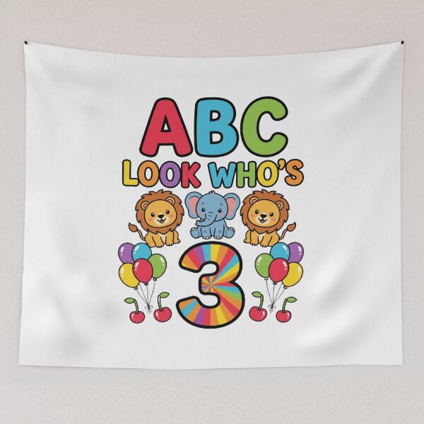 Item preview, playful abc 3rd birthday look whos three design designed and sold by ArtDesignTp.