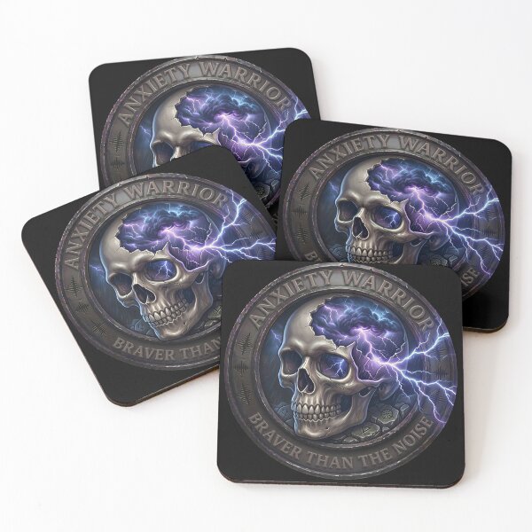 Item preview, Anxiety Warrior - Braver Than The Noise Internal Storm Skull Emblem designed and sold by TheCrookedHorns.