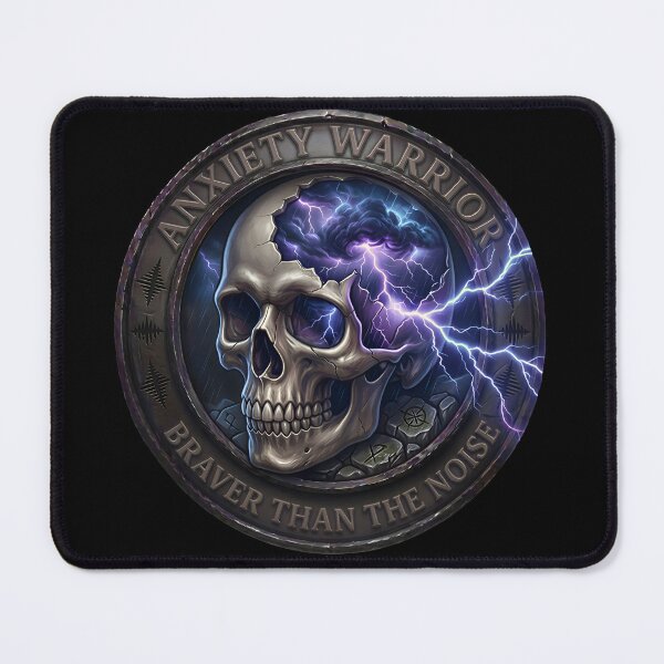Item preview, Anxiety Warrior - Braver Than The Noise Internal Storm Skull Emblem designed and sold by TheCrookedHorns.