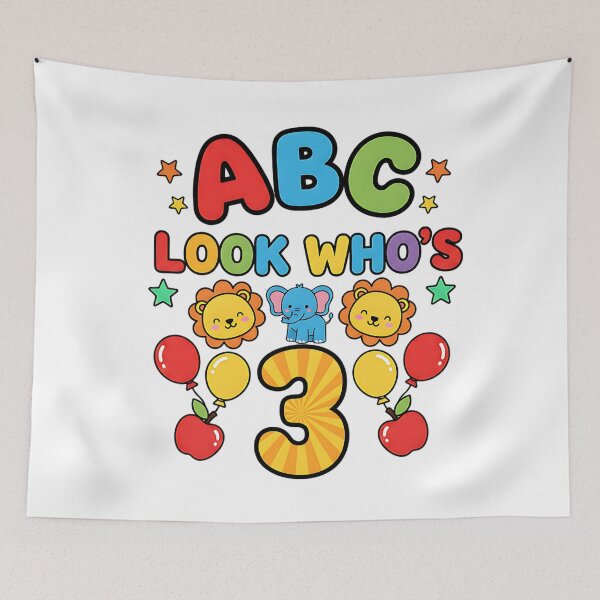 Item preview, abc letters look whos three cute birthday toddler designed and sold by ArtDesignTp.