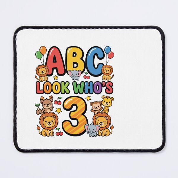 Item preview, look whos 3 alphabet birthday cute kids design designed and sold by ArtDesignTp.