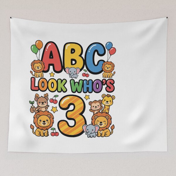 Item preview, look whos 3 alphabet birthday cute kids design designed and sold by ArtDesignTp.