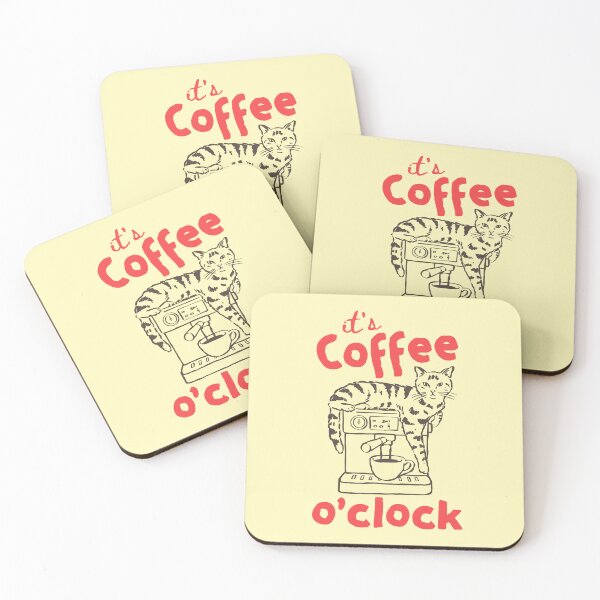Item preview, It’s coffee o clock cat coffee machine art designed and sold by All That Jazz Store.