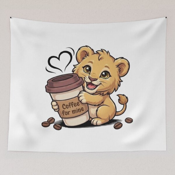 Item preview, Cute Baby Lion Coffee Lover – Funny “Coffee for Mine” Cub Cartoon Design designed and sold by PrintforDesign.