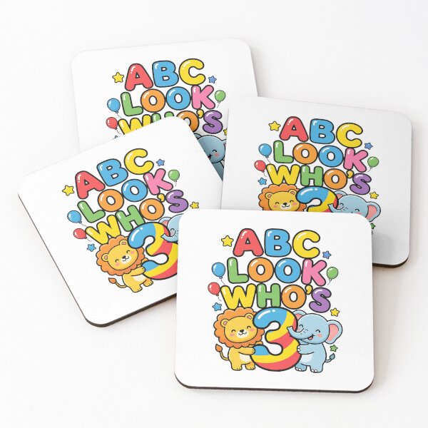 Item preview, cute abc 3rd birthday look whos three toddler art designed and sold by ArtDesignTp.