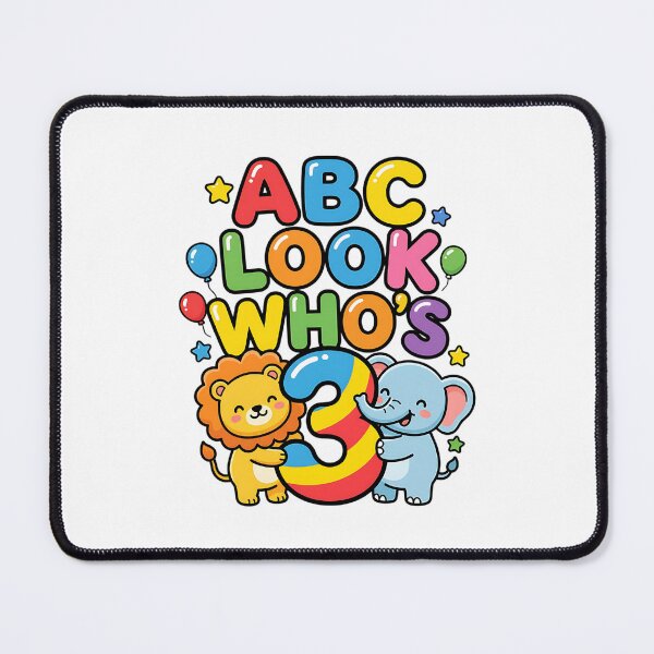 Item preview, cute abc 3rd birthday look whos three toddler art designed and sold by ArtDesignTp.