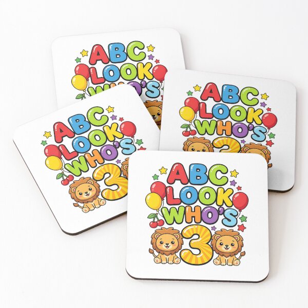 Item preview, alphabet abc look whos three cute birthday theme designed and sold by ArtDesignTp.