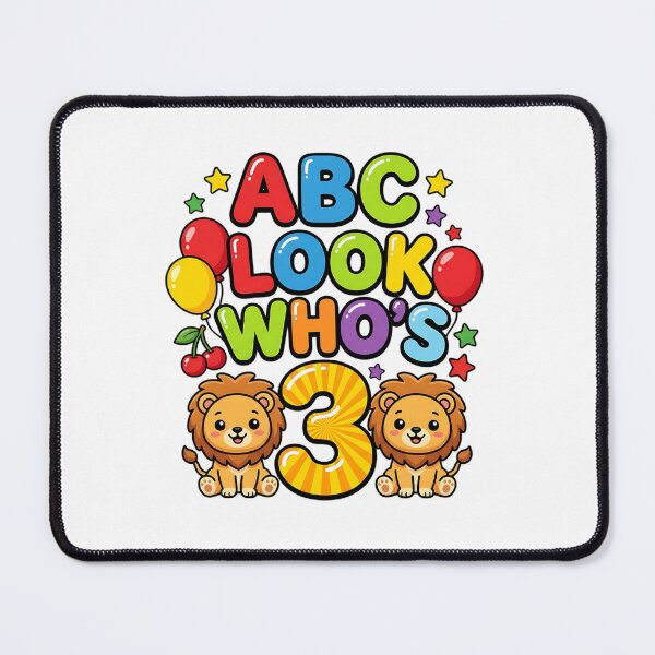 Item preview, alphabet abc look whos three cute birthday theme designed and sold by ArtDesignTp.