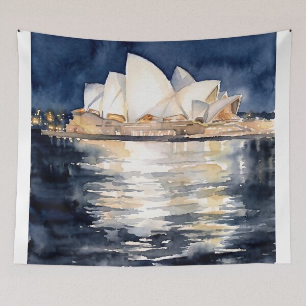 Item preview, Sydney Opera House at Night — Watercolour Style Portrait designed and sold by InkAndLatitude.