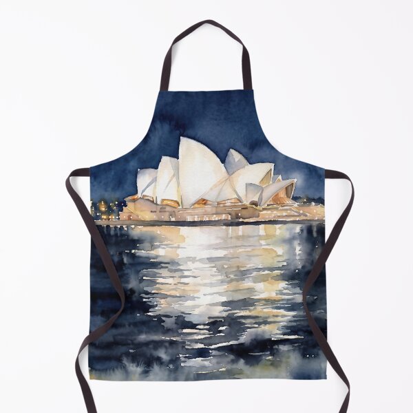 Artikelvorschau, Sydney Opera House bei Nacht — Porträt im Aquarellstil entworfen und verkauft von InkAndLatitude.