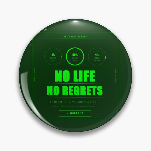 Item preview, No Life No Regrets Funny Gamer Life Audit Dark Humor Neon designed and sold by Mega-Shopping.