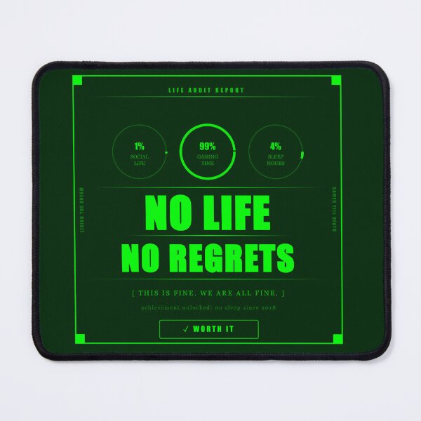 Item preview, No Life No Regrets Funny Gamer Life Audit Dark Humor Neon designed and sold by Mega-Shopping.
