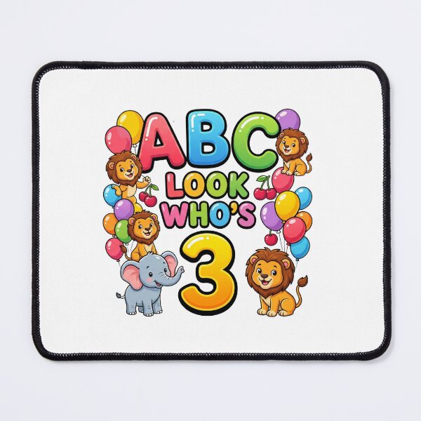 Item preview, abc look whos 3 birthday alphabet cute toddler designed and sold by ArtDesignTp.