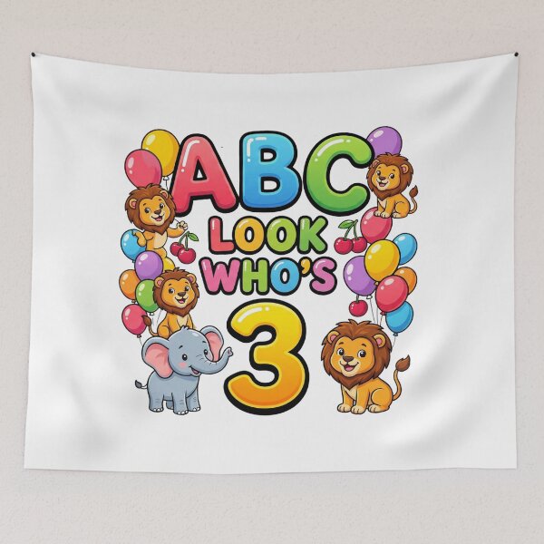 Item preview, abc look whos 3 birthday alphabet cute toddler designed and sold by ArtDesignTp.