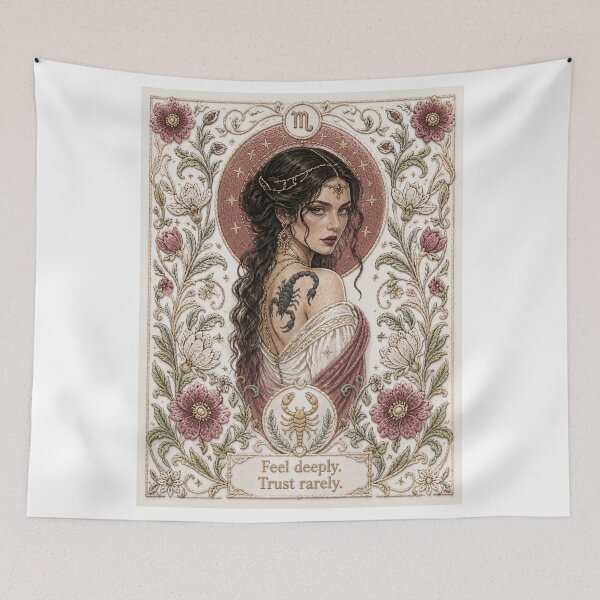 Item preview, Scorpio Zodiac Woman | Medieval Fantasy Faux Embroidery Art designed and sold by doinitzart.