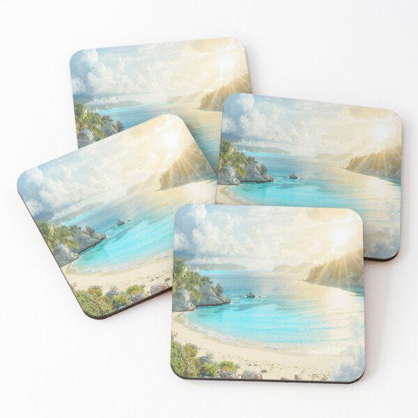 Item preview, Dreamy Tropical Lagoon Paradise at Sunrise designed and sold by islam gamal.