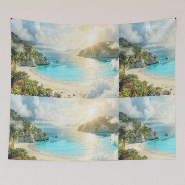 Item preview, Dreamy Tropical Lagoon Paradise at Sunrise designed and sold by islam gamal.