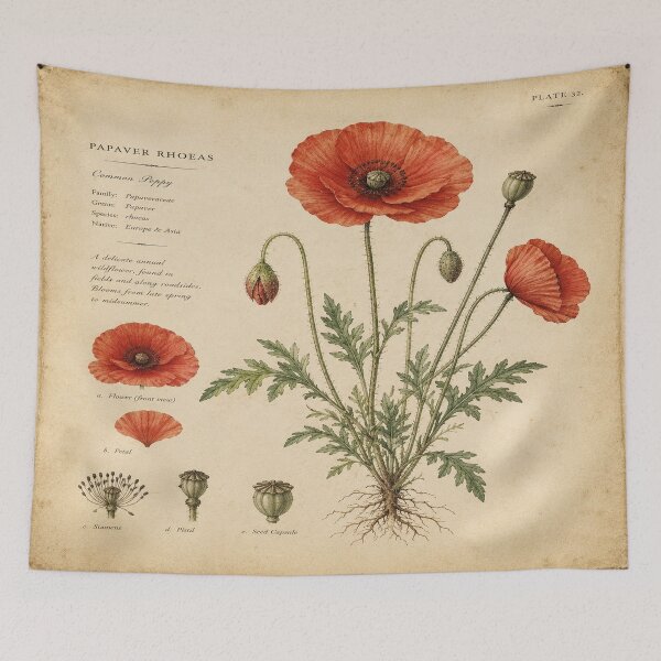 Item preview, Vintage Poppy Botanical Art Print – Papaver Rhoeas Antique Wildflower Illustration 3 designed and sold by Oraibi.