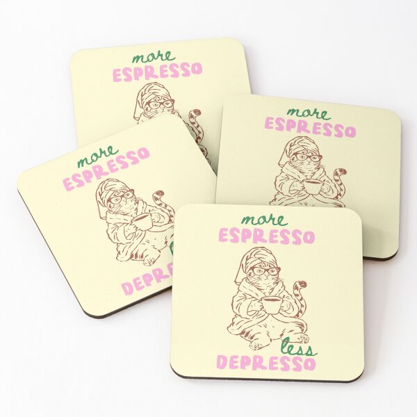 Item preview, More Espresso Less Depresso – Funny Cat Coffee Art designed and sold by All That Jazz Store.