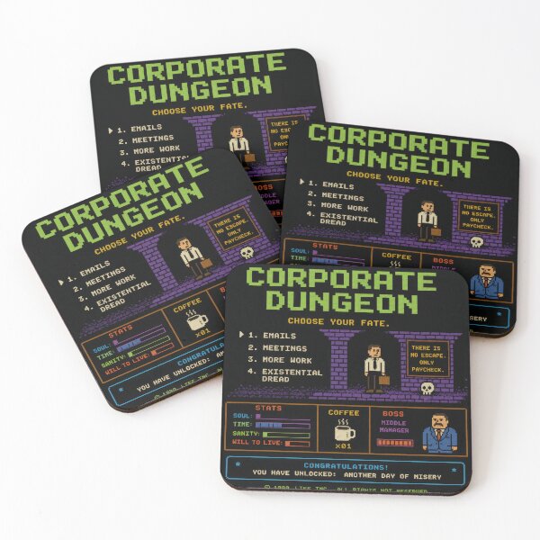 Item preview, Corporate Dungeon – Retro Office RPG Pixel Art | Dark Humor Gaming Design designed and sold by 4TinyPaws.