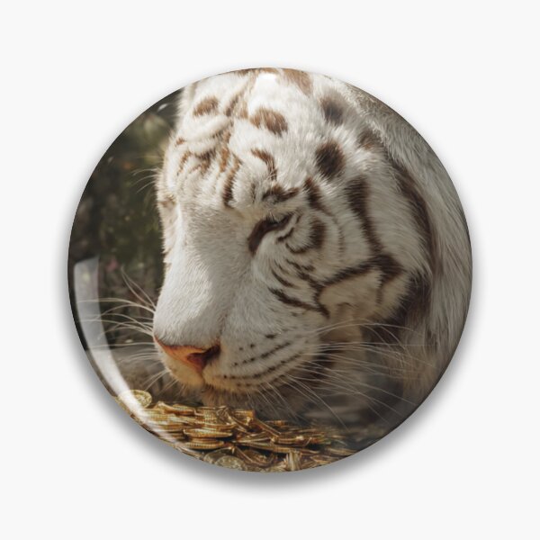 Item preview, White Tiger and the Hidden Gold | Dreamlike Fantasy Wildlife Art designed and sold by TreatLLC.