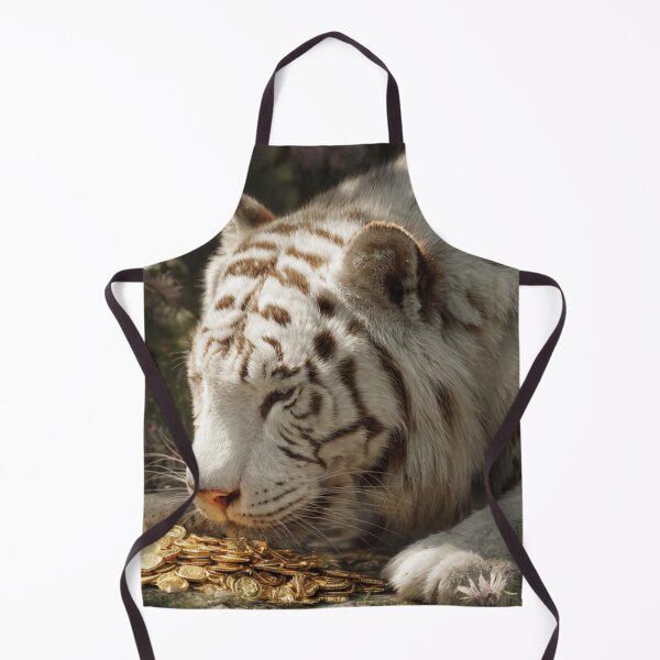 Item preview, White Tiger and the Hidden Gold | Dreamlike Fantasy Wildlife Art designed and sold by TreatLLC.