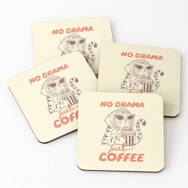 Item preview, No Drama Just Coffee – Funny Sassy Cat Art designed and sold by All That Jazz Store.