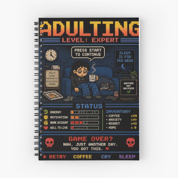 Item preview, Adulting Level: Expert – Retro Pixel Art Burnout Simulator | Dark Humor Gamer Design designed and sold by 4TinyPaws.