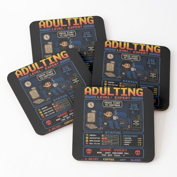 Item preview, Adulting Level: Expert – Retro Pixel Art Burnout Simulator | Dark Humor Gamer Design designed and sold by 4TinyPaws.