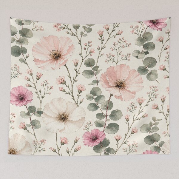 Item preview, Blush Pink Botanical Flatley – Soft Pastel Floral Eucalyptus Nature Art Print designed and sold by Oraibi.