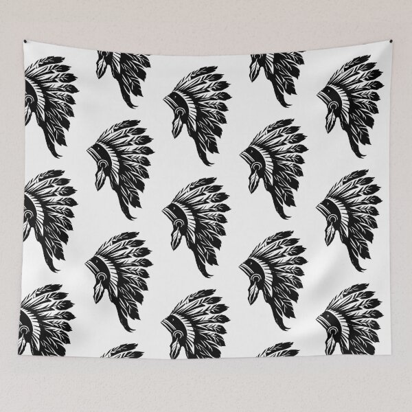 Item preview, Tribal Headdress Indian Silhouette Tattoo Art designed and sold by thelivingrp.