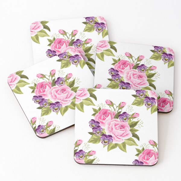 Item preview, Vintage Pink Roses and Purple Pansies - Cute Floral Seamless Pattern designed and sold by FlatInkStudio.