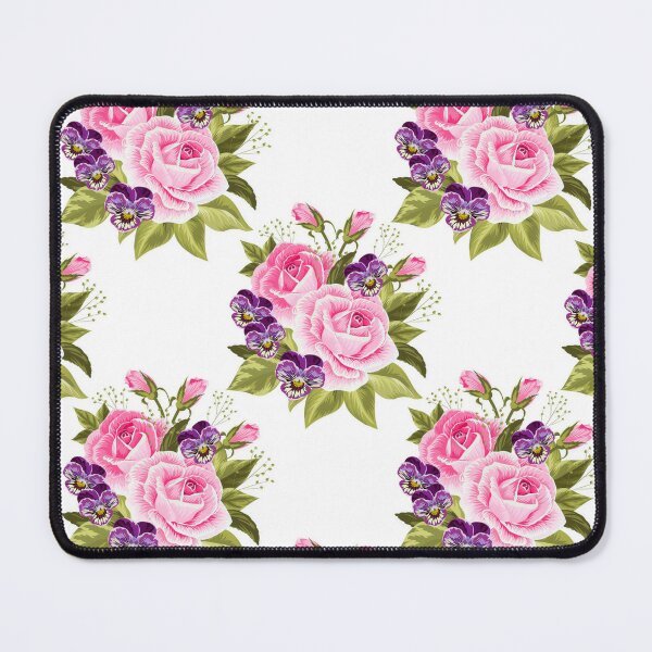 Item preview, Vintage Pink Roses and Purple Pansies - Cute Floral Seamless Pattern designed and sold by FlatInkStudio.