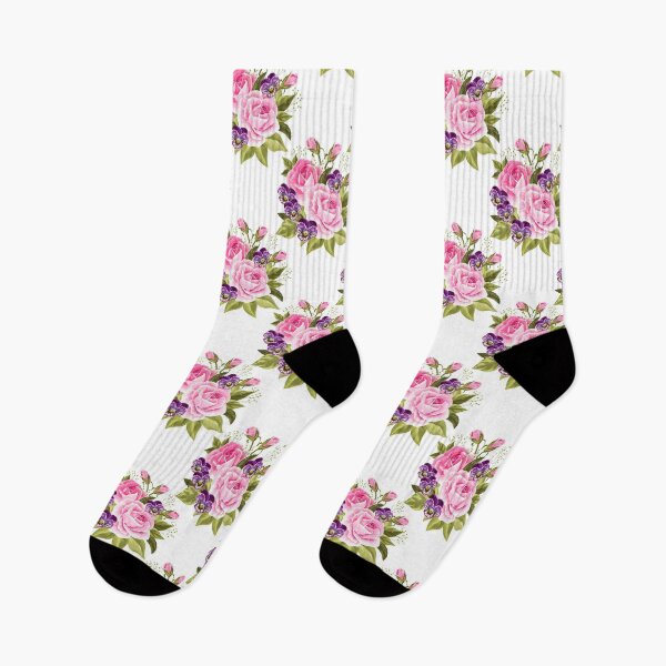 Item preview, Vintage Pink Roses and Purple Pansies - Cute Floral Seamless Pattern designed and sold by FlatInkStudio.
